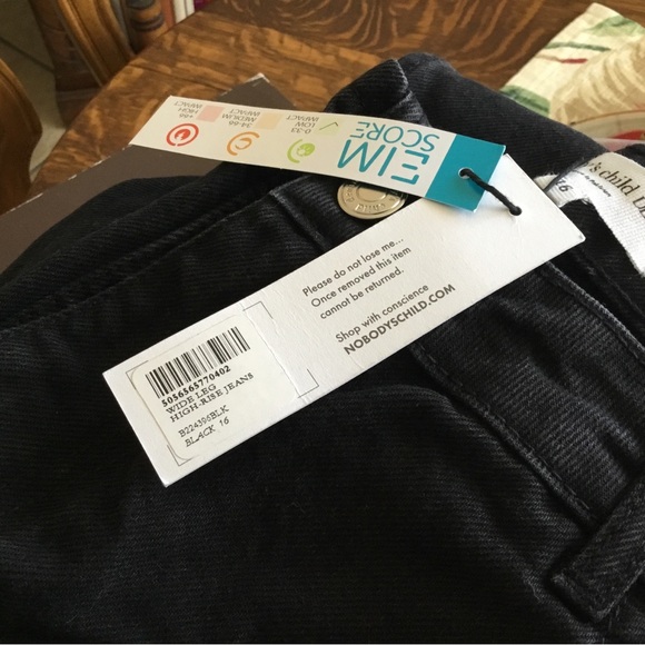nobody‘s child Wide Leg High Rise Jeans UK Size 16 Blk - Picture 9 of 9